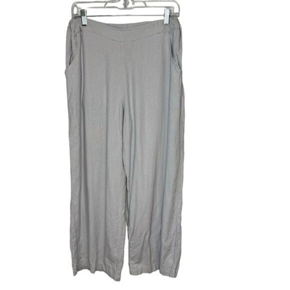 JUST LIVING Women’s Size S Linen Blend Wide Leg Crop Pants High Rise Gray